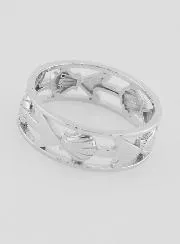 Openwork Silver Ring Shell and Anchor - Size 58