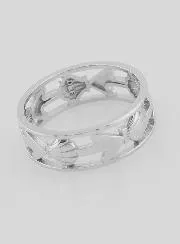 Openwork Silver Ring Shell and Anchor - Size 58