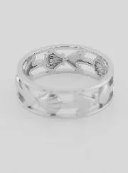 Openwork Silver Ring Shell and Anchor - Size 58