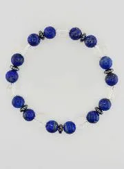 Bracelet with Rock Crystal and Lapis Lazuli AA - 8mm