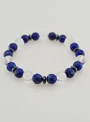 Bracelet with Rock Crystal and Lapis Lazuli AA - 8mm