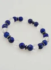 Bracelet with Rock Crystal and Lapis Lazuli AA - 8mm