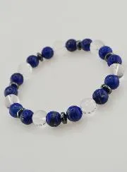 Bracelet with Rock Crystal and Lapis Lazuli AA - 8mm