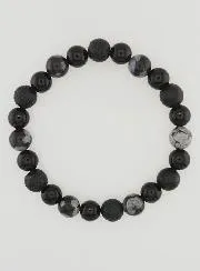 Obsidian, Black Onyx and Lava Stone Bracelet