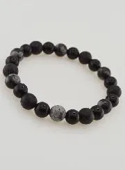 Obsidian, Black Onyx and Lava Stone Bracelet