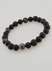 Obsidian, Black Onyx and Lava Stone Bracelet