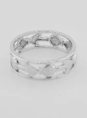 Openwork Silver Ring Shell and Anchor - Size 62