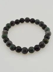 Moss Agate, Larvikite, Black Onyx Bracelet - 8mm