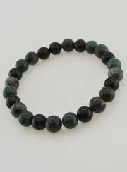 Moss Agate, Larvikite, Black Onyx Bracelet - 8mm