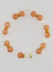 Bracelet with Rock Crystal and Sunstone AA - 8mm