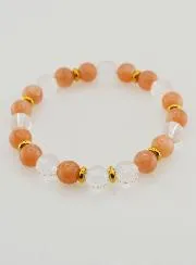 Bracelet with Rock Crystal and Sunstone AA - 8mm