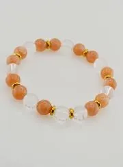 Bracelet with Rock Crystal and Sunstone AA - 8mm