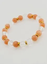 Bracelet with Rock Crystal and Sunstone AA - 8mm