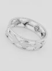 Openwork Silver Ring Shell and Anchor - Size 64