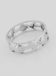 Openwork Silver Ring Shell and Anchor - Size 64