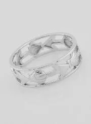 Openwork Silver Ring Shell and Anchor - Size 66