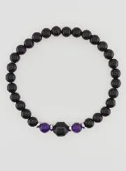 Amethyst and Black Onyx Bracelet - 6mm