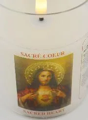 Battery-Operated Church Candle - Sacred Heart of Jesus