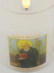 Battery-Operated Church Candle - Saint Benedict