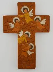 Ceramic Cross Guardian Angels - 15cm