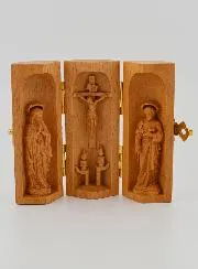 Solid Wood Triptych - Our Lady of Lourdes and Saint Joseph