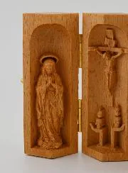 Solid Wood Triptych - Our Lady of Lourdes and Saint Joseph