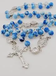 Miraculous Medal  Rosary - Light Blue