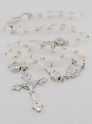 Rosary Miraculous Medal - White