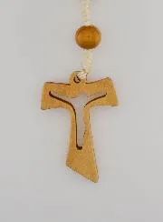 Olive Wood Rosary Large Beads - Tau Cross