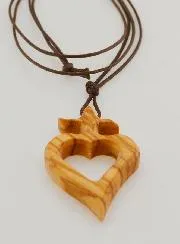Olive Wood Ex-Voto Cross Pendant with Cord
