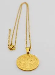 Religious Necklace with Saint Benedict Medal - Golden