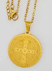Religious Necklace with Saint Benedict Medal - Golden
