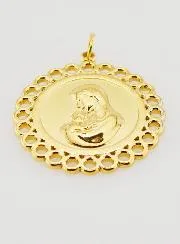 Virgin and Child Medal Golden Stainless Steel - 25mm