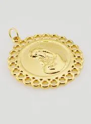 Virgin and Child Medal Golden Stainless Steel - 25mm