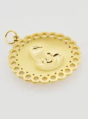 Virgin and Child Medal Golden Stainless Steel - 25mm