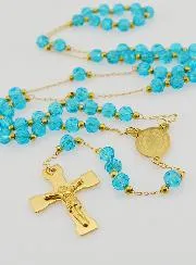 Rosary Medal of Saint Benedict in Stainless Steel - Turquoise