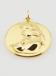 Virgin Mary and Child Medal Golden Stainless Steel - 20mm