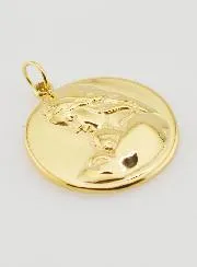 Virgin Mary and Child Medal Golden Stainless Steel - 20mm