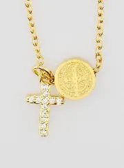Protection Necklace Saint Benedict Medal and Cross