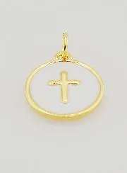 Cross Pendant 14mm - White