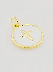 Cross Pendant 14mm - White