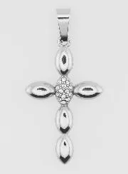 Cross Pendant Stainless Steel and Zirconia - 25mm