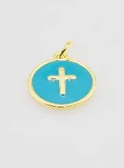 Enamelled Cross Medal - Turquoise