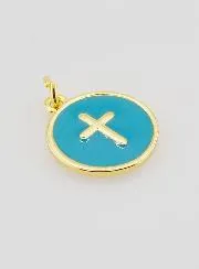 Enamelled Cross Medal - Turquoise