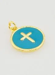Cross Pendant 14mm - Turquoise