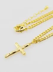 Religious Necklace Hammered Cross - Golden