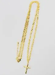 Religious Necklace Hammered Cross - Golden