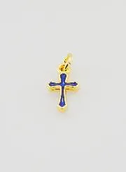 Cross Charm Pendant 10mm - Dark Blue