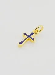 Cross Charm Pendant 10mm - Dark Blue