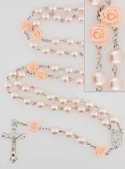 Lourdes Rosary Mother-of-Pearl Beads and Roses